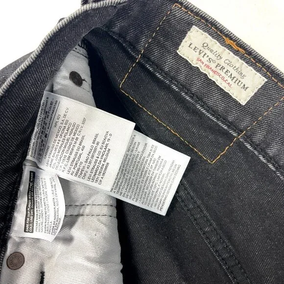 Levis Premium 541 Big E Stretch Black Denim Taper Jeans 32 x 31 True Fit Mens